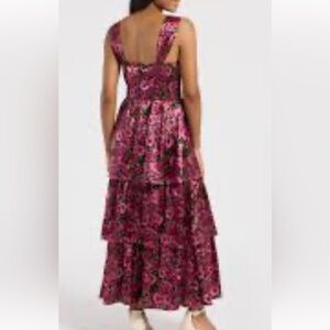 NWT Crystal Doll Pink and Black Floral maxi satin dress. size L